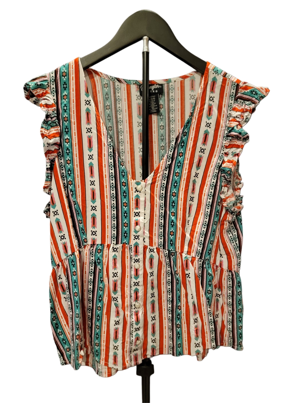 Wrangler Women's Southwestern Peplum Multicolor Blouse - GUC - Size LARGE